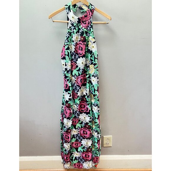 Boston Proper Womens Size 12 High Neck Floral Lace Trumpet Dress‎ - Picture 1 of 7